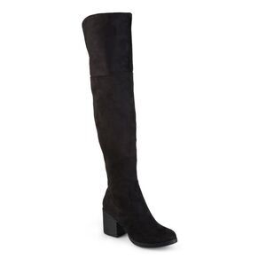 JOURNEE COLLECTION Womens Black Padded Sana Round Toe Block Heel Heeled Boots 10